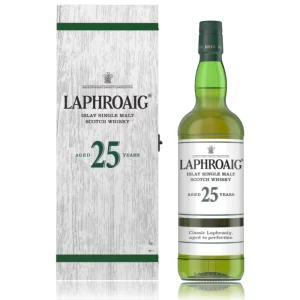 Experience the depth and complexity of mature Scotch whisky with Laphroaig 25 Year Old Cask Strength. Enjoy a smooth, smoky flavor with notes of oak and peat.