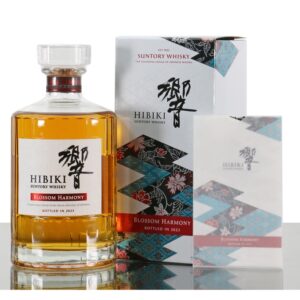 Suntory Hibiki Blossom Harmony 2023: A limited edition Japanese whisky blending floral notes with complex flavors, celebrating cherry blossoms.