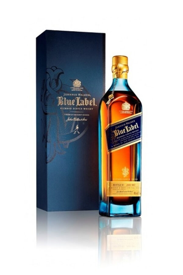 Johnnie Walker Blue Label: A luxurious, rare blend of exceptional Scotch whiskies, renowned for its smooth, rich flavor.